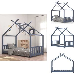 vidaXL Kinderbedframe - Kinderbedframes - Bed - Bedden - Kinderbedframe massief grenenhout grijs 80x160 cm