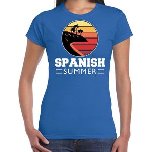 Spaanse zomer t-shirt / shirt Spanish summer voor dames - blauw - beach party outfit / kleding / strand feest shirt XS