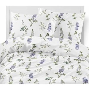 Flanellen dekbedovertrek 220x200cm - Lavendelbloemen - Dik 160g/m²