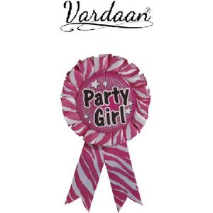 Party Girl Broche - Accessoire - Vrijgezellenfeest - Themafeest - Roze/Wit - 1 stuk