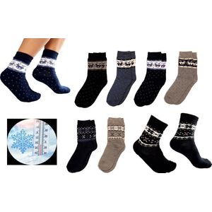 Belucci thermosokken met wintermotief 6 paar maat 35/38