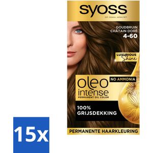 SYOSS - Oleo Intense 4-60 - Haarverf - Permanente Haarkleuring - Goudbruin - Langdurige Kleur - Bulkverpakking - 15 stuks