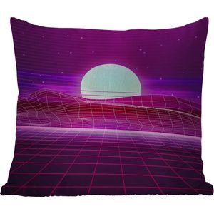 Tuinkussen - Gaming - Neon - Retro - Paars - Zon - Gamen - 40x40 cm - Weerbestendig