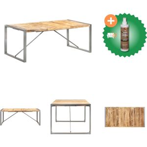 vidaXL Eettafel 200x100x75 cm massief ruw mangohout - Tafel - Inclusief Houtreiniger en verfrisser