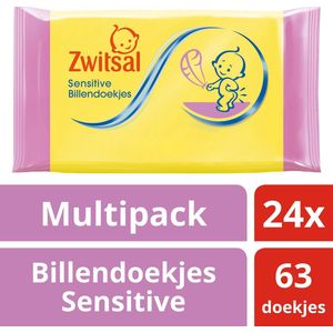 Zwitsal Billendoekjes Sensitive - 24 x 63 stuks - Baby - Voordeelverpakking