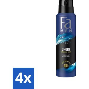 Fa Men - Sport - Deodorant Spray - Vitaliserende Geur - 150 ml - Voordeelverpakking - 4 stuks