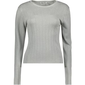 Pieces T-shirt Pcsalima Ls O-neck Knit Top Fc 17160196 Silver/dtm Lurex Dames Maat - M