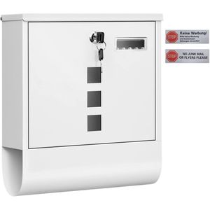 Rumi brievenbus - roestvrijstalen brievenbus - brievenbus aan de wand - Slot met koperen slotcilinder - krantenvakje - Brievenbus eenvoudige installatie -