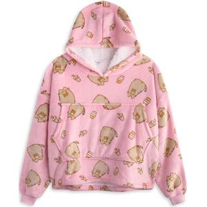 Tragbare Decken-Hoodie voor Meisjes | Roze Kinderen Hoodie met Schattige Print