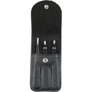 Beauty Tools - Pincet set van 3 met wenkbrauw-, splinter- & combinatiepincet - Zwart