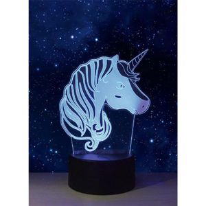 GiftsHome- 3D Illusie Lamp - LED - 7 verschillende kleuren - 18cm - Unicorn