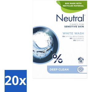 20 x Neutral - Waspoeder - Witte was - Parfumvrij - Gevoelige huid - 18 wasbeurten - Waspoeder - Parfumvrij - Gevoelige Huid - Witte Was - Hypoallergeen
