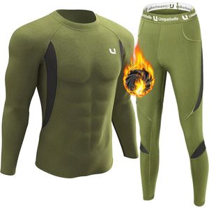 Thermisch ondergoed voor heren met lange mouwen en lange onderbroek, fleece gevoerd, sneldrogend en ademend