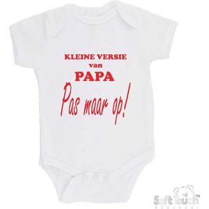 100% katoenen Romper ""Kleine versie van papa Pas maar op!"" Unisex Katoen Wit/rood Maat 62/68