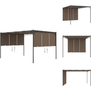 vidaXL Tuinhuisje - Tuinhuisjes - Luifel - Luifels - Tuinprieel met zijgordijn 4x3x2,25 m taupe