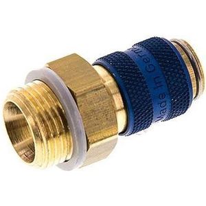 Messing DN 5 Blauw Luchtkoppeling Snelkoppeling G 3/8 inch Buitendraad - CLS5-M-B-BLU-038