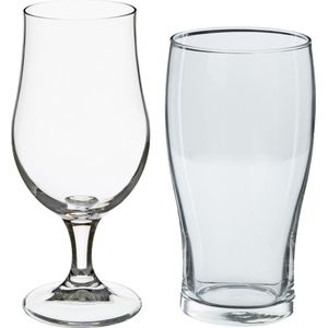 Secret de Gourmet Bierglazen set - bierglazen op voet/pint glazen - 8x stuks - glas