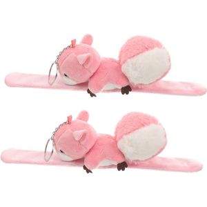 Daity 2-pack - Eekhoorn Snap Armband, Pluche Cartoon Snap Ring, Geschikt voor Jongens en Meisjes, Comfortabele Snap Band, Schattig Design, Geschikt voor Verjaardagsfeestjes en Cadeaus, Zacht Materiaal
