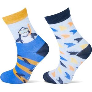 2 Paar kindersokken - Happy Shark - Multicolor