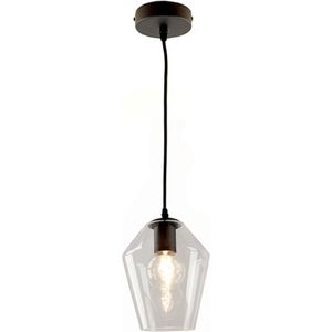 Olucia Gracia - Design Hanglamp - Glas/Metaal - Transparant;Zwart - Overig - 18 cm