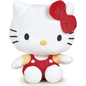 Hello Kitty Zittend (Rood/Geel) Pluche Knuffel 17 cm {Speelgoed Knuffeldier Knuffelpop voor kinderen jongens meisjes | Hello Kity Kat Cat Plush Toy}
