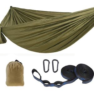 Kampeerhangmat - Reishangmat met banden - 1 stuk - Draagbare, ademende hangmat - Geschikt voor tuin, buiten, backpacken, reizen - Buitenhangmat met parachutestof - Enkel, dubbel, kamperen, fietsen, binnen, vrijetijdshangmat - 300 x 200 cm