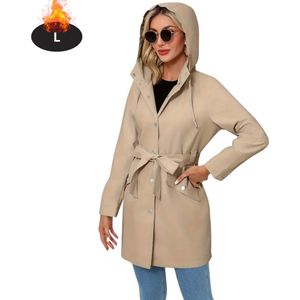 Nivard Mantel Dames - Tussenmantel - Jas - Mantelpakje - Trenchcoat - Overjas - Overcoat - Winter - Abrikoos - L