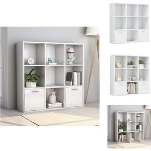 vidaXL Boekenkast - Hoogglans wit - 98 x 30 x 98 cm - 7 kubussen en 2 deuren - Kast