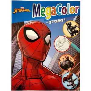 Marvel Spiderman - Kleurboek - Megacolor met 1 vel stickers - 120 kleurplaten - Spiderman speelgoed - Knutselen - kleuren - cadeau - kado