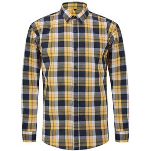 Allthemen Heren Geruit Overhemd Met Lange Mouw - Zaken Regular Fit Overhemd - S