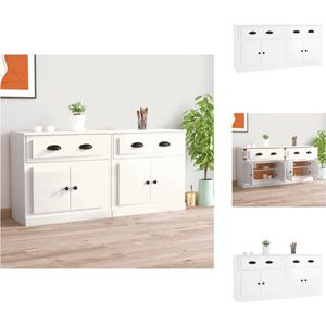 vidaXL Dressoir Set Wit - 70 x 35.5 x 67.5 cm - Hoogglans Bewerkt Hout - Keukenkast