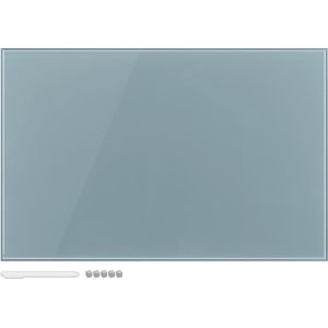 Navaris glassboard - Magnetisch bord voor aan de wand - Memobord van glas - 60 x 40 cm - Magneetbord inclusief magneten en marker - Grijs