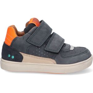BunniesJR 223802-529 Jongens Lage Sneakers - Blauw/Oranje - Leer - Klittenband