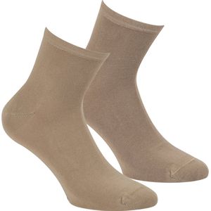 Bamboe Quarter Sokken Met Badstof Voetbed 6-Pack - Beige - Maat 36-40 - Comfy Bamboe Sportsokken Voor Frisse Droge Voeten - Dames / Heren