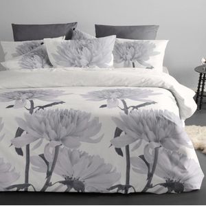 Damai Krysant Dekbedovertrek -Grijs-  1-persoons - 140x200/220