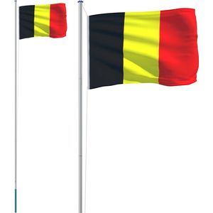 vidaXL-Vlag-met-vlaggenmast-België-6,23-m-aluminium