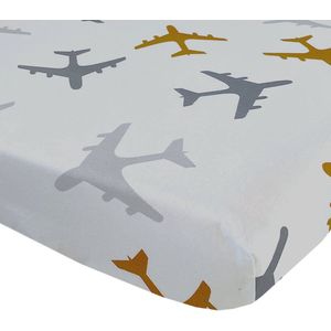 BINK Bedding Hoeslaken Planes Oker Juniorbed 70 x 150 cm