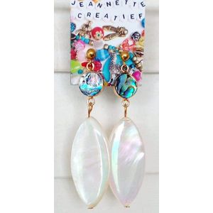 Jeannette-Creatief® - IBIZA Beach - Wit/Goud Schelp - Oorhangers - Oorbellen - schelp - IBIZA Chic – Boho Chic – Bohemian – Bohemien - Ibiza Style