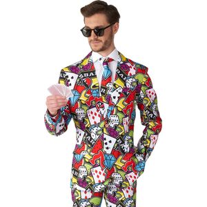 Suitmeister Casino Icons - Heren Pak - Carnaval Kostuum - Blauw - Blauw - Maat M