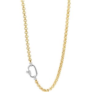TI SENTO Dames Ketting - 925 zilver - Zirkonia met geel verguld - Maat 48 - 3958ZY
