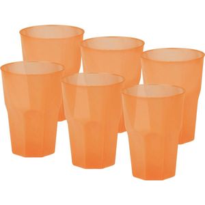 Santex drinkglazen frosted - oranje - 36x - 420 ml - onbreekbaar kunststof - Cocktailglazen