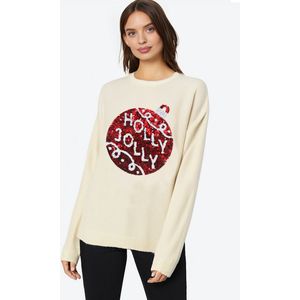 Foute Kersttrui / Sweater Dames - Kerstbal | Wit & Rood | Maat L