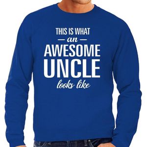 Awesome uncle - geweldige oom cadeau trui blauw heren - Verjaardag kado trui M