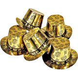 4x Gouden hoeden Happy New Year - Oud en Nieuw feesthoedjes