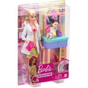 Barbie Careers Kinderarts Speelset - Barbie Pop met Blond Haar, Minipop en Onderzoekstafel