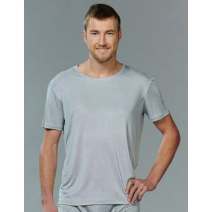 Zijden Heren T-Shirt Rondhals Grijs Medium - 100% Zijde