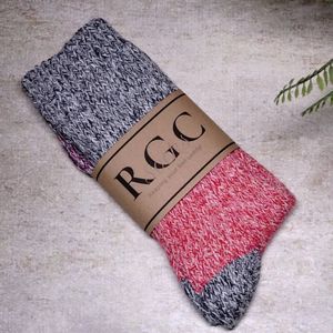 RGC Socks - katoenen sokken - eco katoen - grijs/rood gemelleerd - schoenmaat 35-38 - houd je voeten comfortabel
