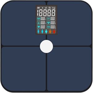 Lichaamsvetweegschaal - Groot LCD-scherm - Ultraprecisie - Analyse van Vet & Spiermassa - Voor Gezondheidsmonitoring - Zwart - 30x30cm - 1 Stuk​