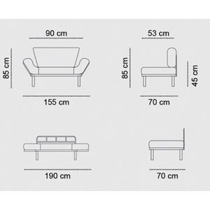 Asir - bankbed - slaapbank - Sofa - 2-zitplaatsen - Mosterd - 155 x 70 x 85 cm