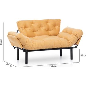 Asir - bankbed - slaapbank - Sofa - 2-zitplaatsen - Mosterd - 155 x 70 x 85 cm